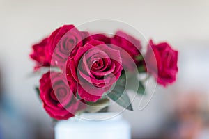 Selective focus fabric flowers, valentine concept