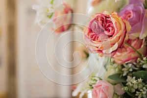 Selective focus fabric flowers, valentine concept