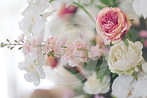 Selective focus fabric flowers, valentine concept