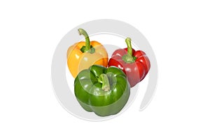 Selective focus fresh  mix bell pepper or sweet pepper or capsicum on white background isolated and clipping path. Food popular in