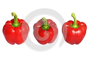 Selective focus fresh  red bell pepper or sweet pepper or capsicum on white background isolated and clipping path. Food popular in