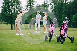 selective focus of golf gear woman