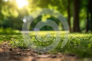 Selective focus on grass isolated on blur park background