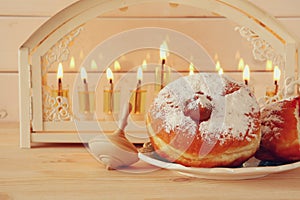 Selective focus image of jewish holiday Hanukkah