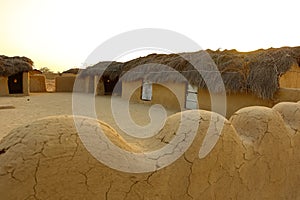 Mud house with thatched roof in an village in Rajasthan India
