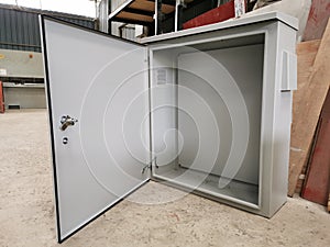An empty outdoor panel on factory floor. photo