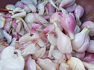 Selective Focus of Indonesian Traditional Raw Red Onion Sauce or Known As Sambal Bawang in A Container