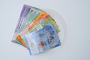 Selective focus at Malaysia banknotes money, Ringgit Malaysia or Malaysia Ringgit Currency MYR