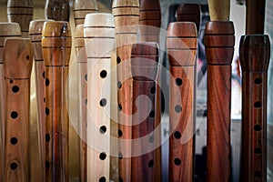 Selective focus of mey which is a Turkish musical instrument for sale in music market