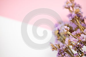 Selective focus on purple statice flower bouquet