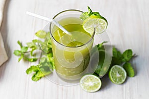selective focus of refreshing mint lemonade drink.