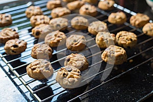 Selective focus with shallow depth of field on home made cookies