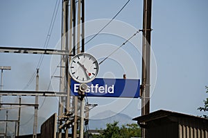 Selective focus shot of the Erstfeld train station