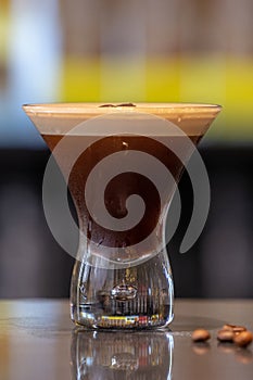 Selective focus shot of Espresso teeny cocktail