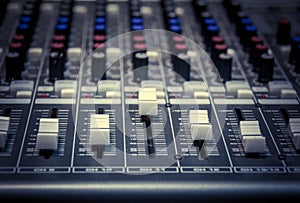 Selective focus sound mixer background.