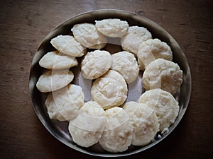 Selective focus on south Indian food idlis