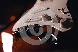 Selective focus of Stratocaster electric guitar