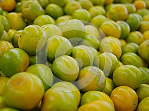 Selective focus of tangerines ready to be bought in a supermarket