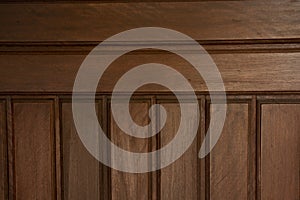 Selective focus of textured wood background, surface of brown wood texture