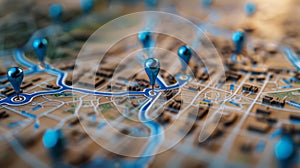 The Intricate Map Navigation Pins. AI generated