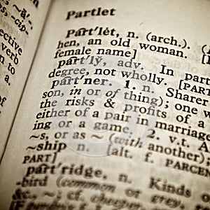 Selective focus on the word partner