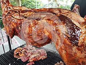 Selective focused of lamb grill at the MalaysiaÃ¢â¬â¢s hawkers market. photo