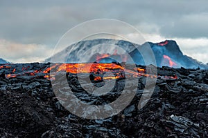 Selective of Geldingadalir eruption in Iceland photo