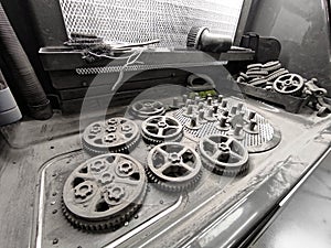 View of a Selective laser sintering 3d Printing process