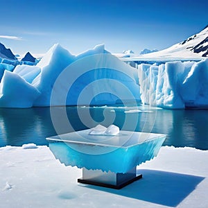 Selective platform of ice or iceberg mountain display abstract images
