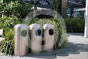 Selective waste collection. Publicly accessible containers in urban space