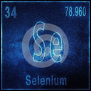 Selenium chemical element, Sign with atomic number and atomic weight