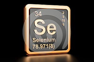Selenium Se chemical element. 3D rendering