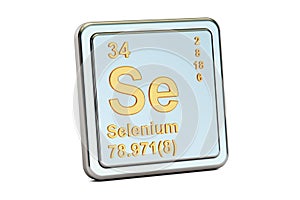 Selenium Se, chemical element sign. 3D rendering