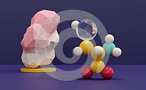 Selenocysteine (Sec, U) amino acid molecule. Called the 21st proteinogenic amino acid, present in selenoproteins. 3D rendering.