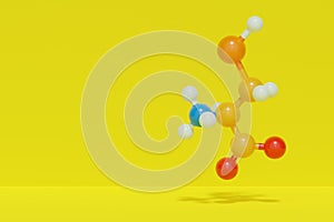 Selenocysteine (Sec, U) amino acid molecule. Called the 21st proteinogenic amino acid, present in selenoproteins. 3D rendering.