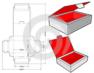 Self Assembly Chocolate box Internal measurement 16x12x3.9cm and Die-cut Pattern.