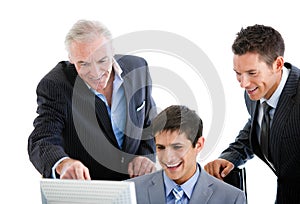 Self-assured businessmen working together photo