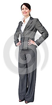 Self assured businesswoman standing photo