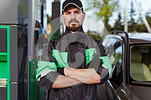 Self assured gas station worker