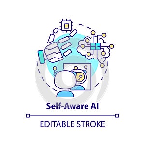 Self aware AI concept icon