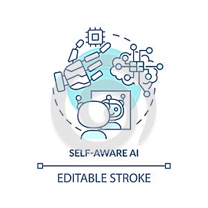 Self aware AI turquoise concept icon