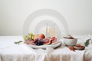 Self Care Morning Breakfast Health Fruit, Kitchen Table Backdrop Background Neutral Minimalist Simple Minimal