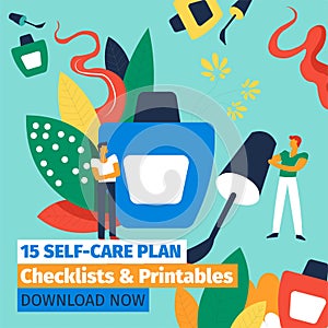 Self care plan, checklist and printables download