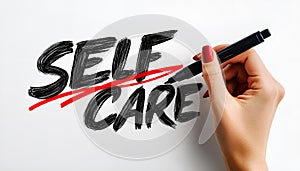 Self care - process of establishing behaviors to ensure holistic well-being of oneself and promote health, text concept photo