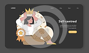 Self-centred trait illustrated within Big Five Personality framework. Flat vector illustration