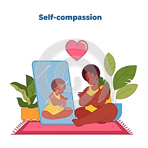 Self-compassion theme. Vector illustration photo
