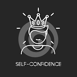 Self confidence chalk white icon on black background