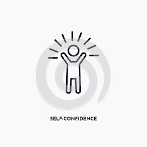 Self-Confidence outline icon. Simple linear element illustration. Isolated line Self-Confidence icon on white background. Thin photo