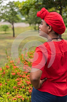 Afro Colombian woman in park photo