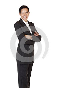 Self confident business woman smiles happy